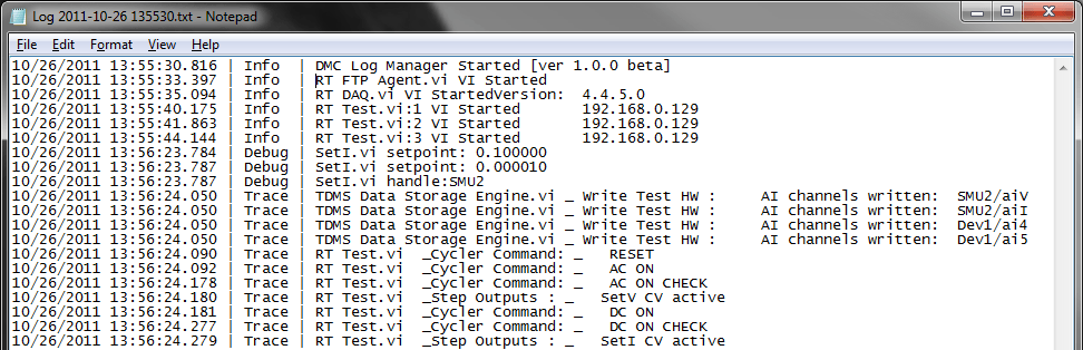 DMC NLOG for LabVIEW Screenshot